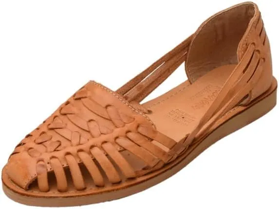 Macarena Collection Sandals women Huarache Sandal Colorful Leather Mexican Style Color Tan 124