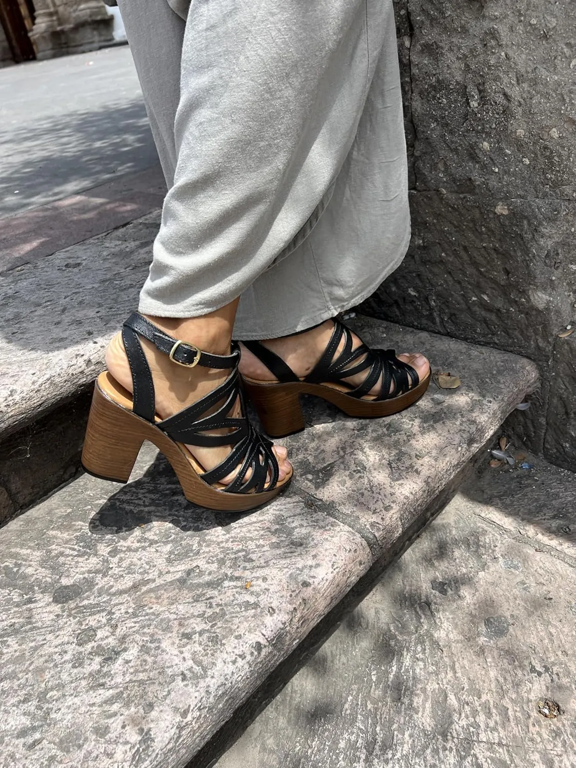 Macarena Collection Women's Flatform Wedge Casual Sandal Huarache Colorful Leather Mexican Style 4131