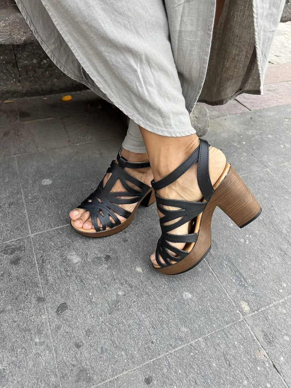 Macarena Collection Women's Flatform Wedge Casual Sandal Huarache Colorful Leather Mexican Style 4131