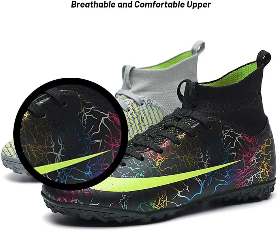 Maylrvjv Men's High-Top Soccer Shoes Anti-Slip Wear-Resistant Football Boots Spikes Athletic Shoes