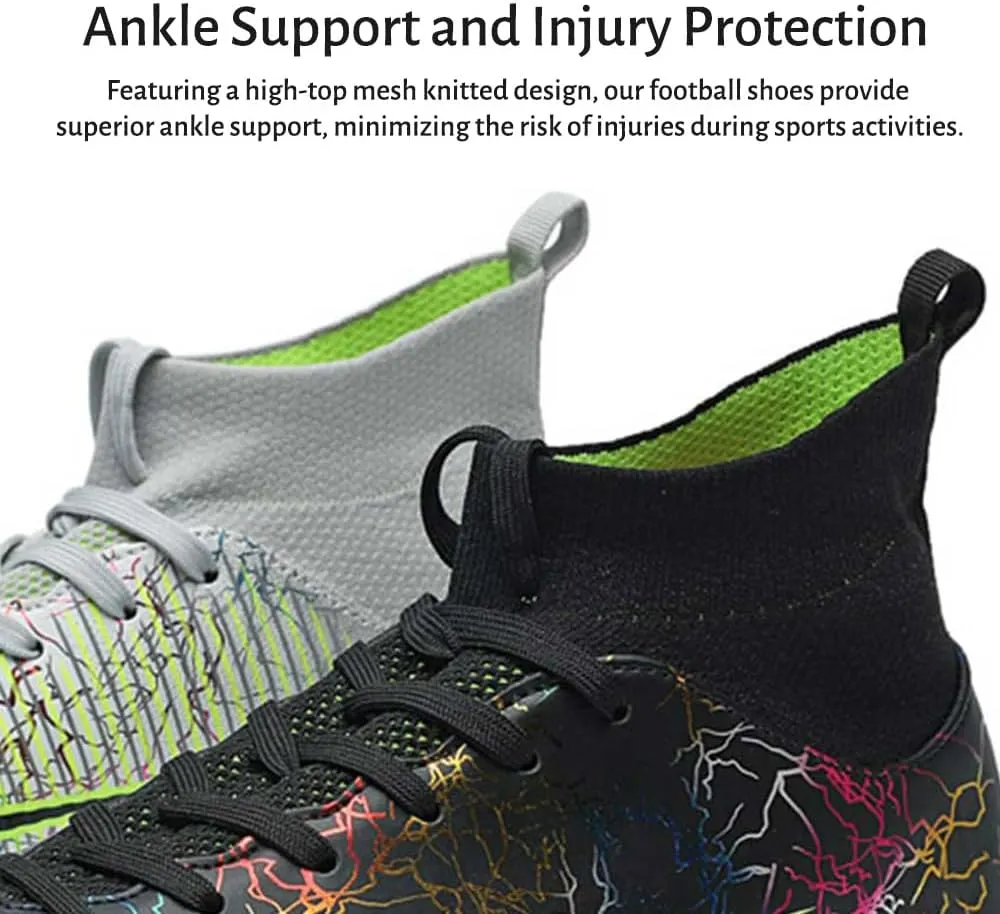 Maylrvjv Men's High-Top Soccer Shoes Anti-Slip Wear-Resistant Football Boots Spikes Athletic Shoes
