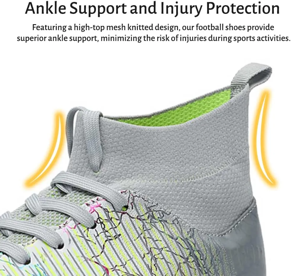 Maylrvjv Men's High-Top Soccer Shoes Anti-Slip Wear-Resistant Football Boots Spikes Athletic Shoes