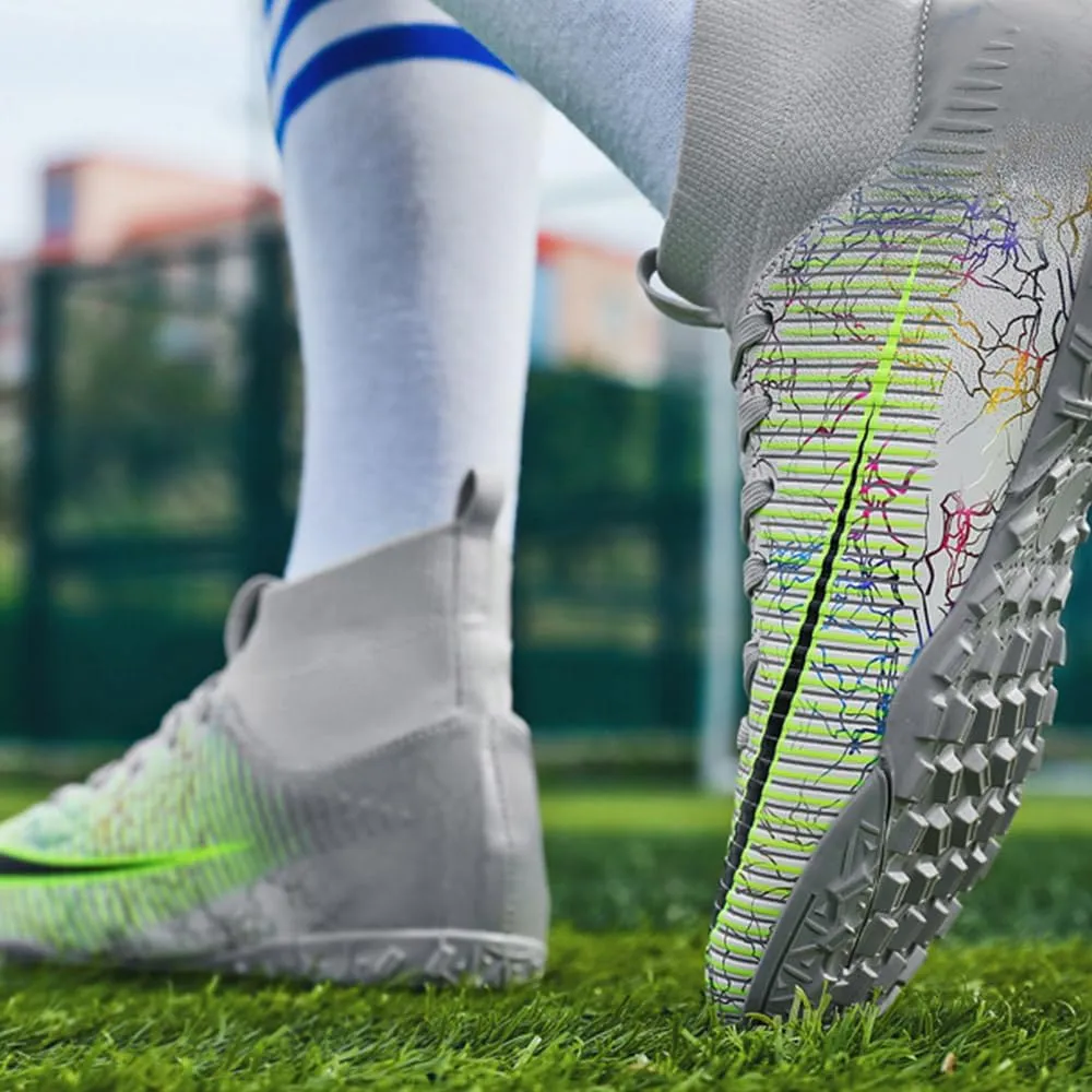 Maylrvjv Men's High-Top Soccer Shoes Anti-Slip Wear-Resistant Football Boots Spikes Athletic Shoes