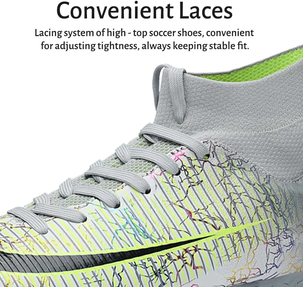 Maylrvjv Men's High-Top Soccer Shoes Anti-Slip Wear-Resistant Football Boots Spikes Athletic Shoes