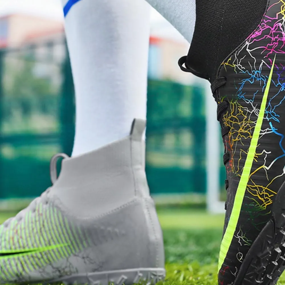 Maylrvjv Men's High-Top Soccer Shoes Anti-Slip Wear-Resistant Football Boots Spikes Athletic Shoes