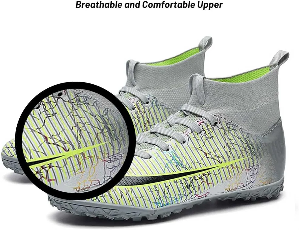 Maylrvjv Men's High-Top Soccer Shoes Anti-Slip Wear-Resistant Football Boots Spikes Athletic Shoes