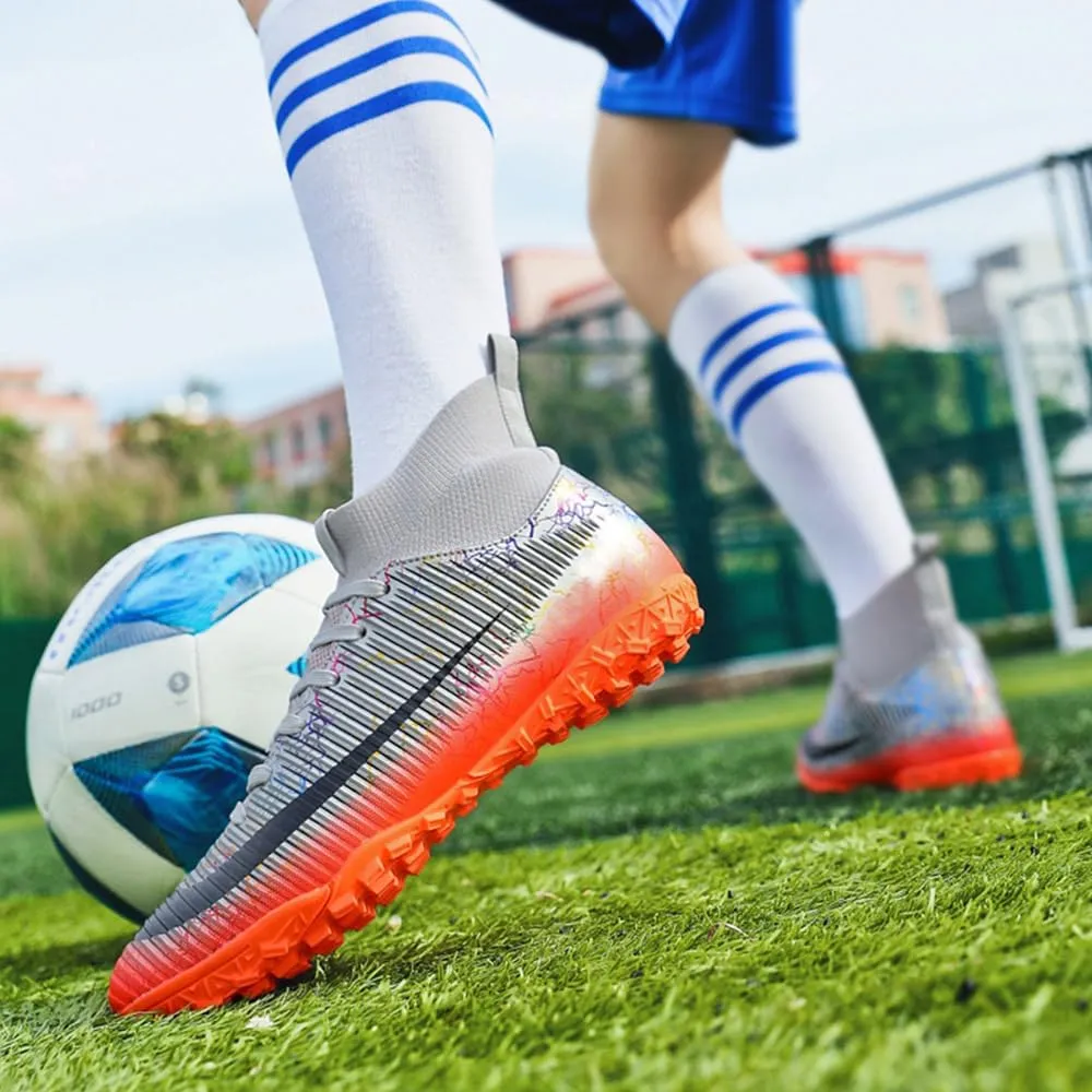 Maylrvjv Men's High-Top Soccer Shoes Anti-Slip Wear-Resistant Football Boots Spikes Athletic Shoes