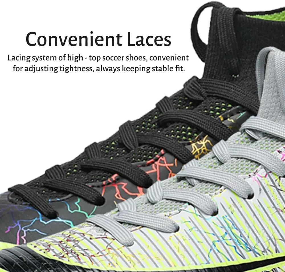 Maylrvjv Men's High-Top Soccer Shoes Anti-Slip Wear-Resistant Football Boots Spikes Athletic Shoes