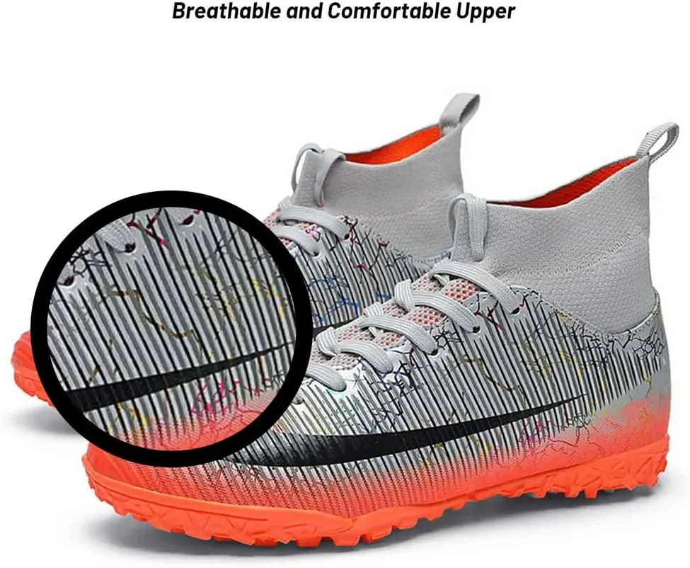 Maylrvjv Men's High-Top Soccer Shoes Anti-Slip Wear-Resistant Football Boots Spikes Athletic Shoes