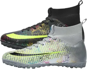 Maylrvjv Men's High-Top Soccer Shoes Anti-Slip Wear-Resistant Football Boots Spikes Athletic Shoes