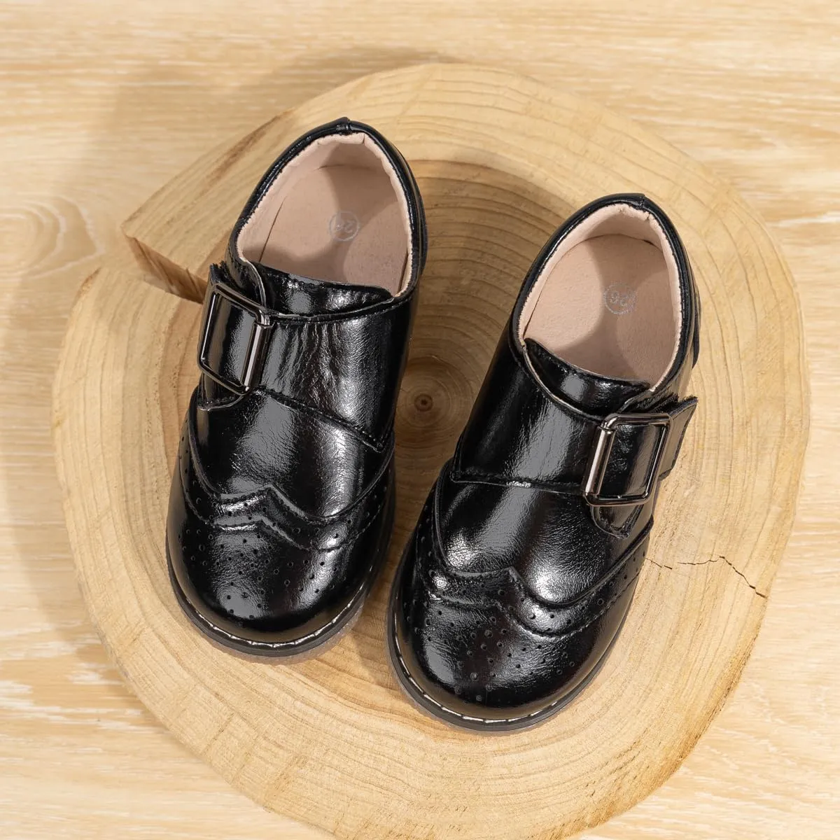 Meckior Toddler Boys Girls Black Dress Shoes Little Kid Oxford Shoes Wedding Church Dress Shoes PU Leather Lace Up School Uniform Loafer Flats