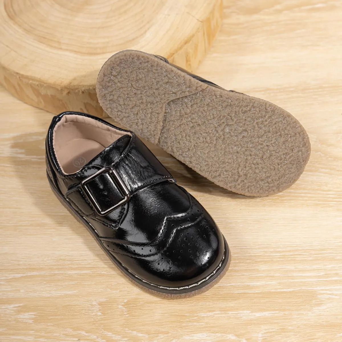 Meckior Toddler Boys Girls Black Dress Shoes Little Kid Oxford Shoes Wedding Church Dress Shoes PU Leather Lace Up School Uniform Loafer Flats