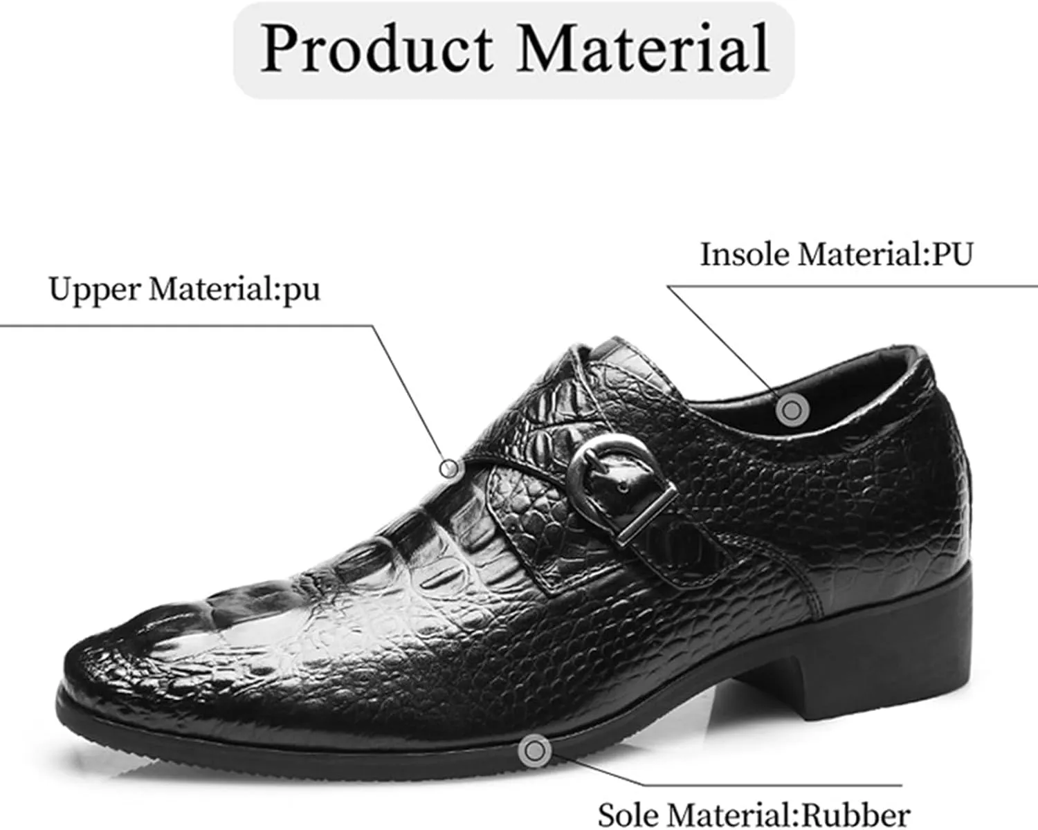 Mens Casual Classic Crocodile Texture Loafer with Buckle Penny Slip-On Wedding Party Prom Shoes