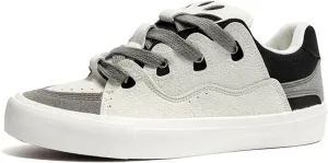 Men's Casual Low Top Sneakers Women Lace-Up Walking Flats Fashion Colorblock Skateboard Shoes
