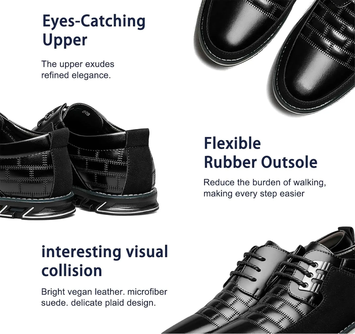 Mens Dress Shoes Comfortable Fashion Dress Sneakers Men Premium Vegan Leather Casual Shoes Business Office Wedding Formal Modern Oxfords