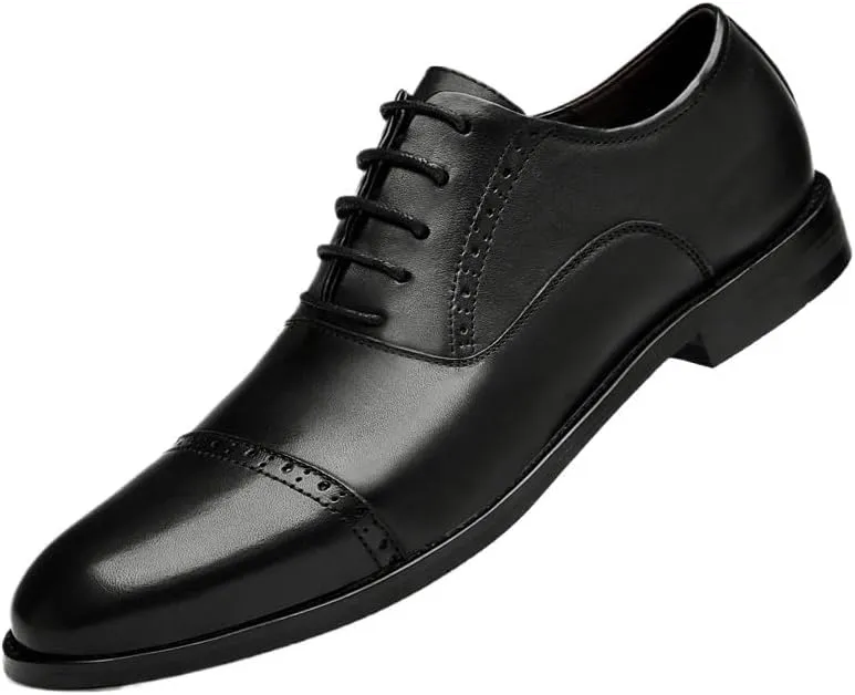 Men's Leather Oxford Shoes - Comfortable Non-Slip Waterproof Dress Sneakers for Business & Casual Wear