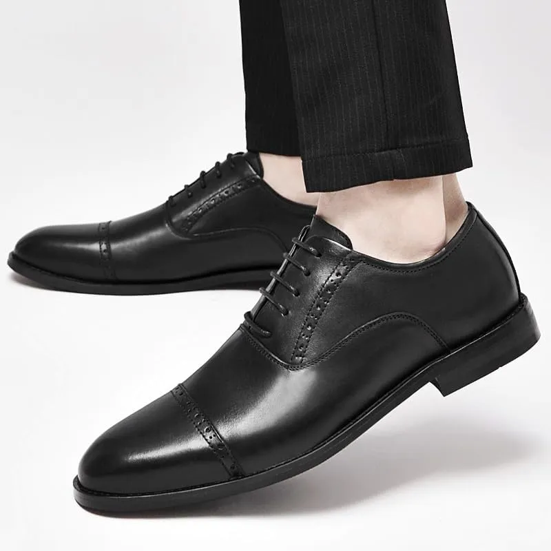 Men's Leather Oxford Shoes - Comfortable Non-Slip Waterproof Dress Sneakers for Business & Casual Wear