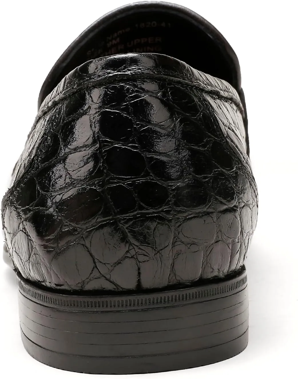 Mens Leather Penny Loafers, Classic Crocodile Printed Business Dress Shoes with Metal Buckle Slip on Penny Shoes for Mens