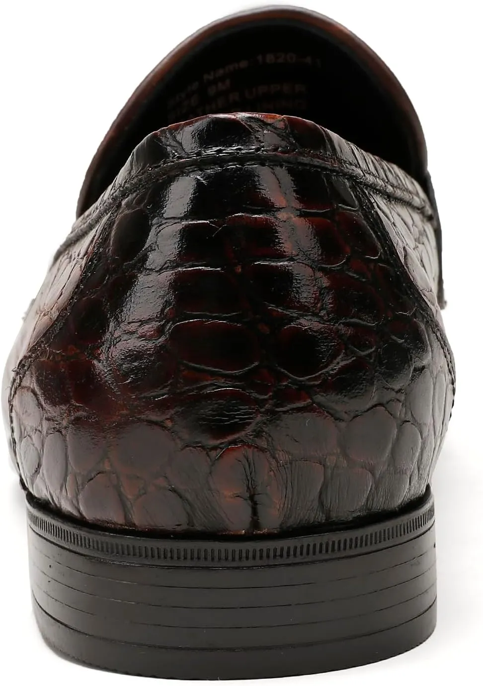 Mens Leather Penny Loafers, Classic Crocodile Printed Business Dress Shoes with Metal Buckle Slip on Penny Shoes for Mens