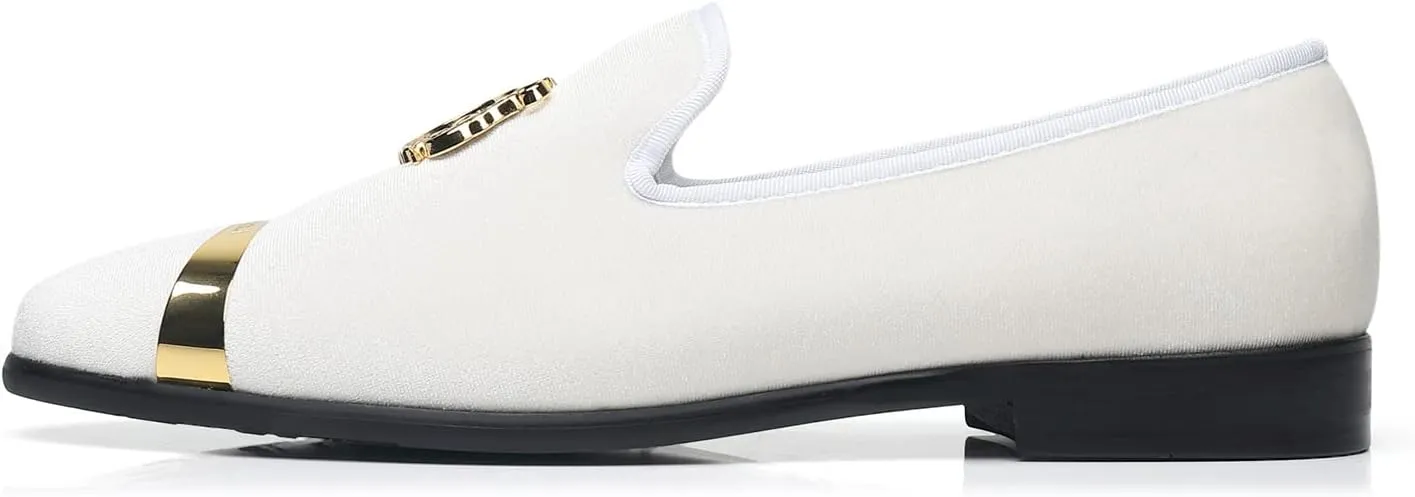 Men's Loafers Velvet Gold Buckle Fashion Handmade Party Wedding Prom Shoes