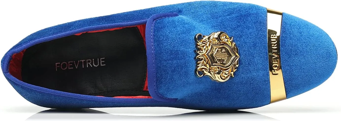 Men's Loafers Velvet Gold Buckle Fashion Handmade Party Wedding Prom Shoes
