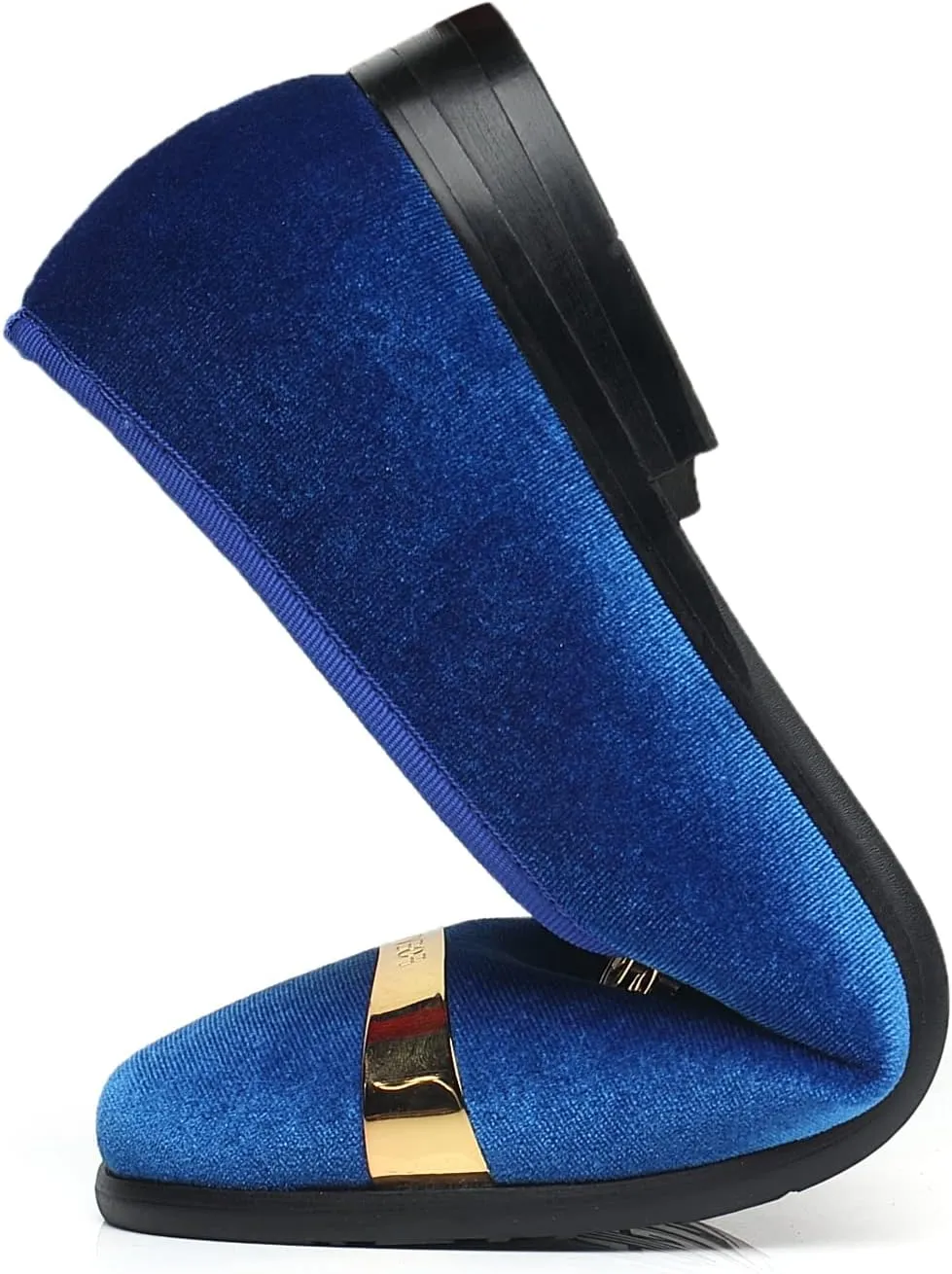 Men's Loafers Velvet Gold Buckle Fashion Handmade Party Wedding Prom Shoes