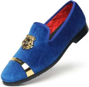 Men's Loafers Velvet Gold Buckle Fashion Handmade Party Wedding Prom Shoes
