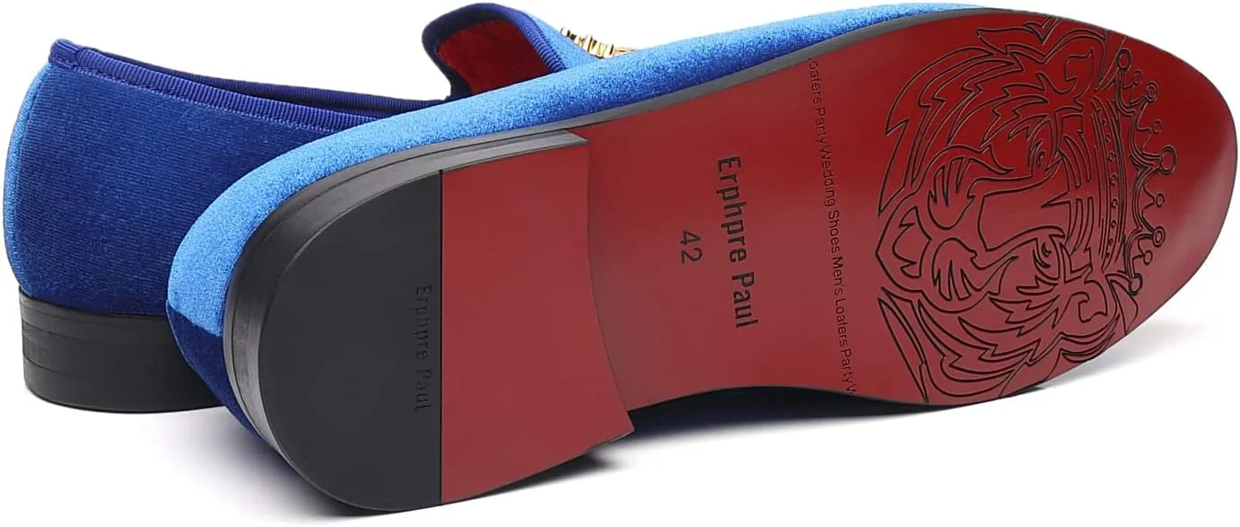 Men's Loafers Velvet Gold Buckle Party Prom Shoes