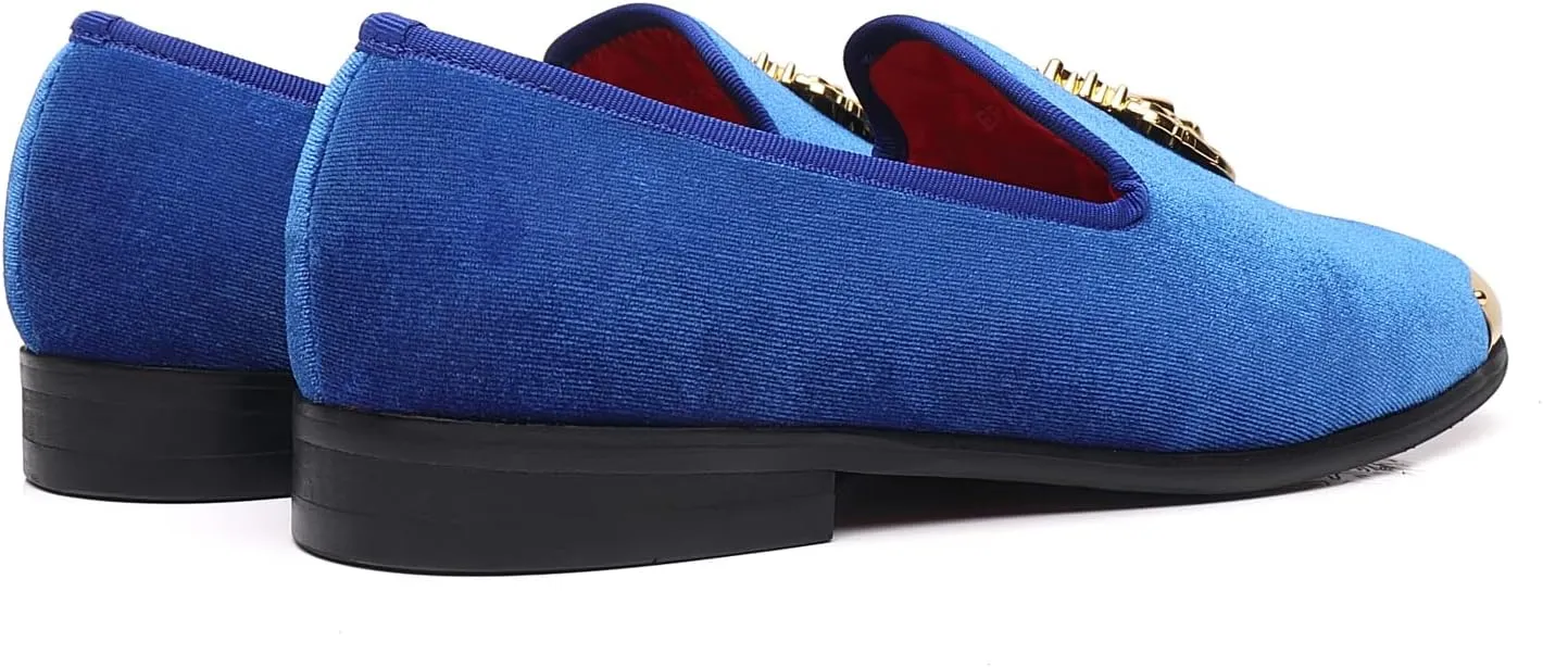 Men's Loafers Velvet Gold Buckle Party Prom Shoes