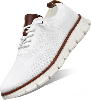 Men's Oxfords Shoes Knit Dress Sneakers Business Wingtip Casual Walking Shoes Fashion Comfortable