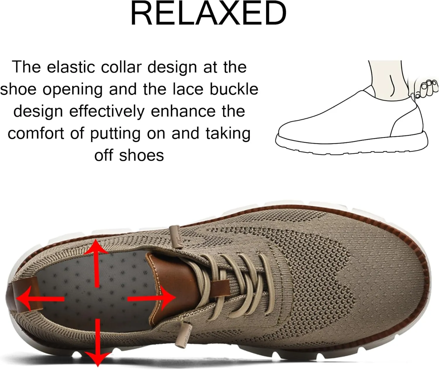 Men's Oxfords Shoes Knit Dress Sneakers Business Wingtip Casual Walking Shoes Fashion Comfortable