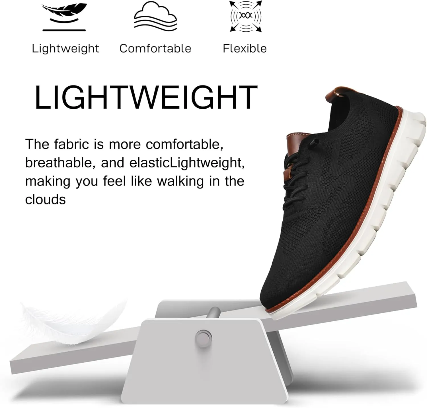 Men's Oxfords Shoes Knit Dress Sneakers Business Wingtip Casual Walking Shoes Fashion Comfortable