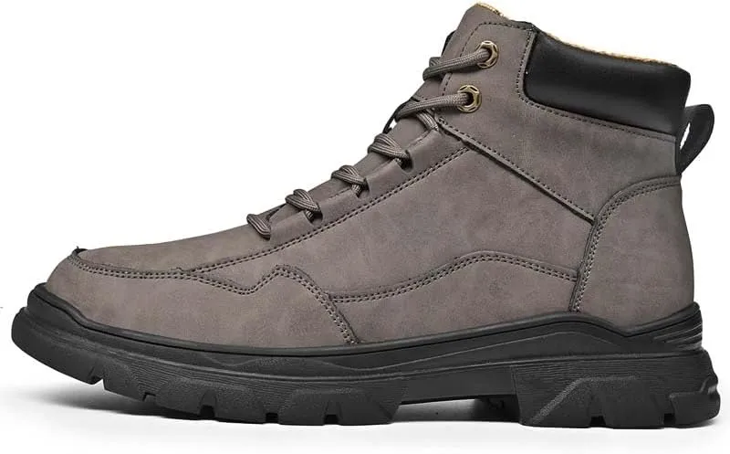 Men's Premium Cowhide Leather Casual Shoes,High Top Shoes,Outdoor Casual Sneakers,Fashion,Workwear Style,Non-Slip,Wear-Resistant,Suitable for All Seasons