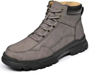Men's Premium Cowhide Leather Casual Shoes,High Top Shoes,Outdoor Casual Sneakers,Fashion,Workwear Style,Non-Slip,Wear-Resistant,Suitable for All Seasons
