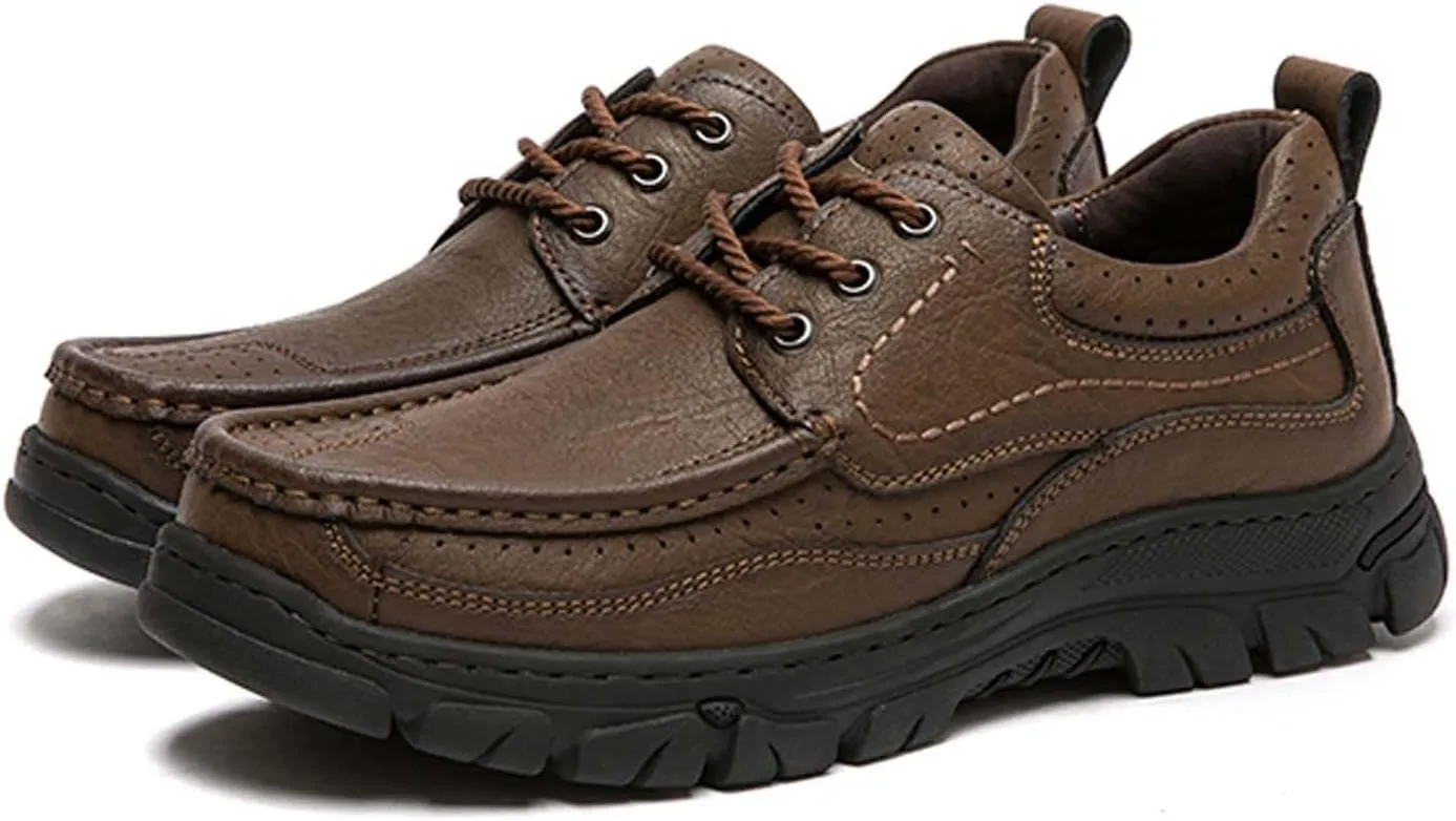 Men's Premium Cowhide Leather Walking Shoes, Fashion Casual Sneakers, Business Casual Leather Shoes, Driving Shoes, Soft, Comfortable, Wear-Resistant, Hand-Stitched