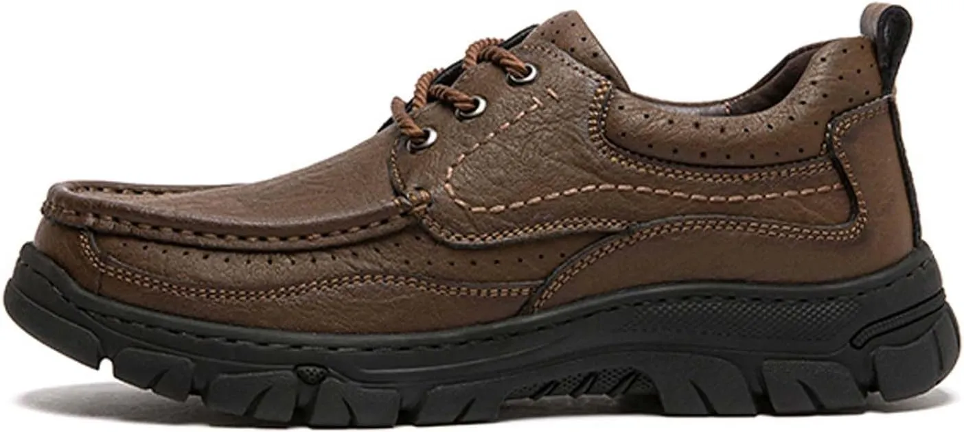 Men's Premium Cowhide Leather Walking Shoes, Fashion Casual Sneakers, Business Casual Leather Shoes, Driving Shoes, Soft, Comfortable, Wear-Resistant, Hand-Stitched