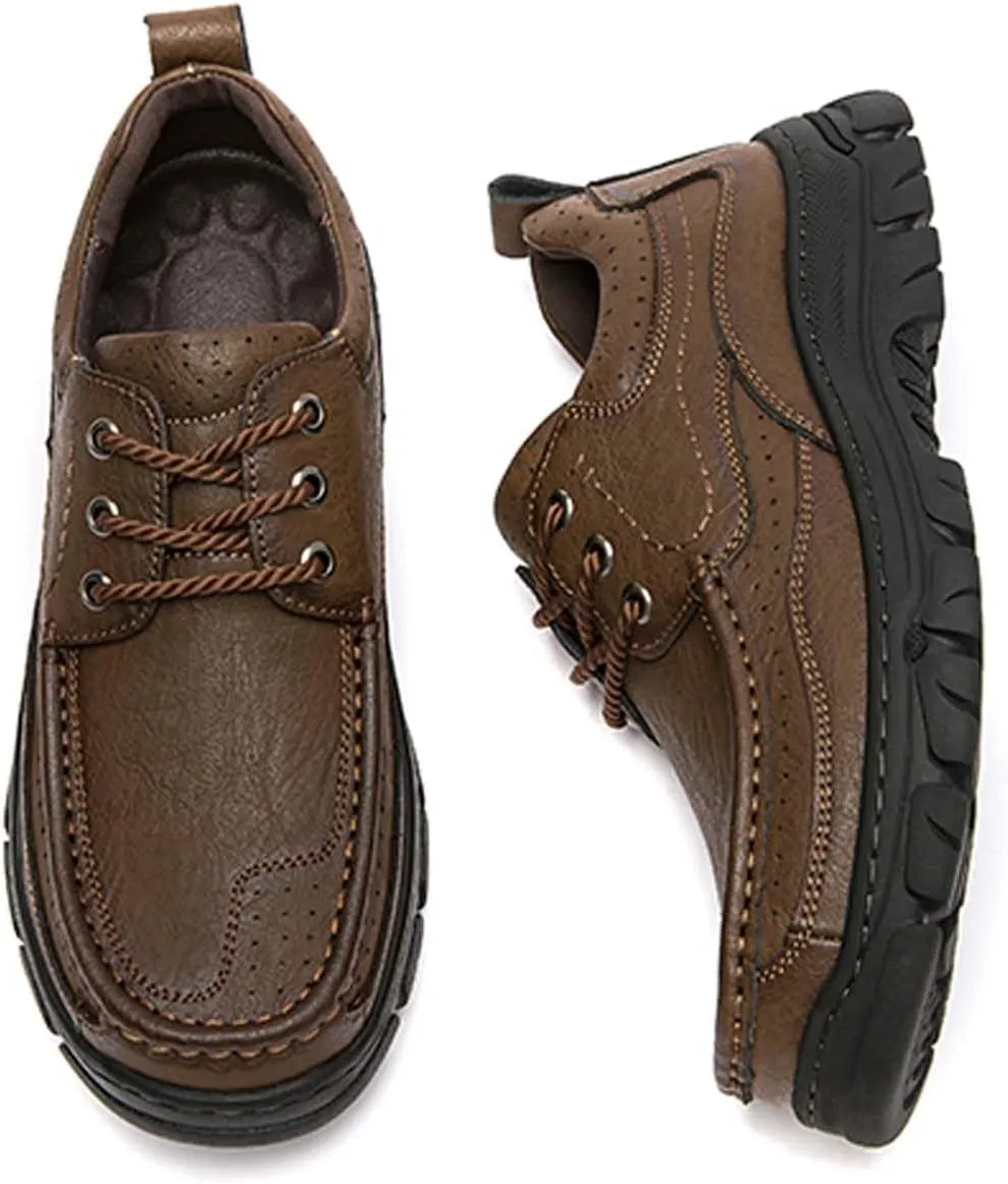 Men's Premium Cowhide Leather Walking Shoes, Fashion Casual Sneakers, Business Casual Leather Shoes, Driving Shoes, Soft, Comfortable, Wear-Resistant, Hand-Stitched
