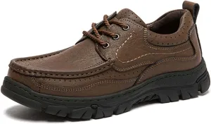 Men's Premium Cowhide Leather Walking Shoes, Fashion Casual Sneakers, Business Casual Leather Shoes, Driving Shoes, Soft, Comfortable, Wear-Resistant, Hand-Stitched