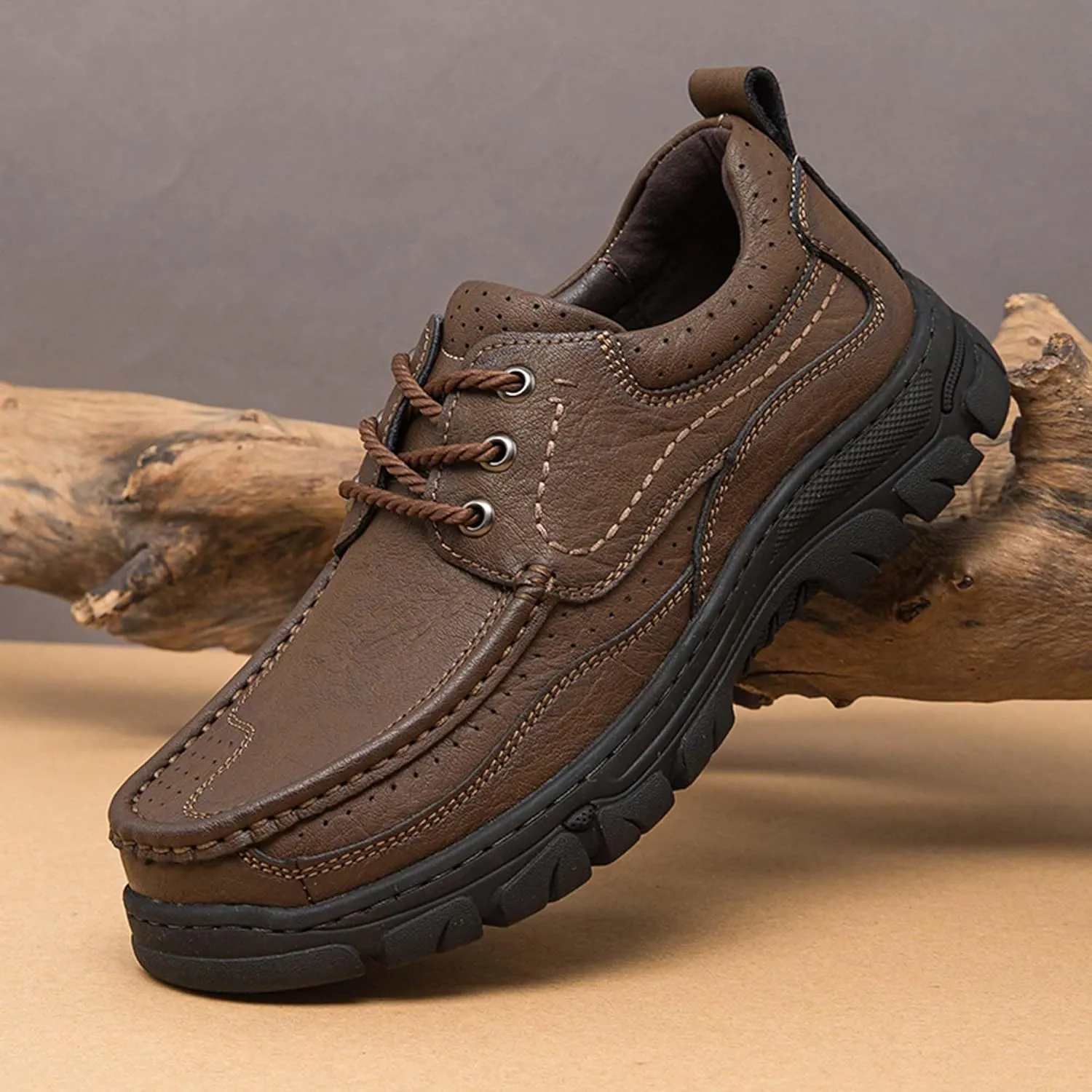 Men's Premium Cowhide Leather Walking Shoes, Fashion Casual Sneakers, Business Casual Leather Shoes, Driving Shoes, Soft, Comfortable, Wear-Resistant, Hand-Stitched