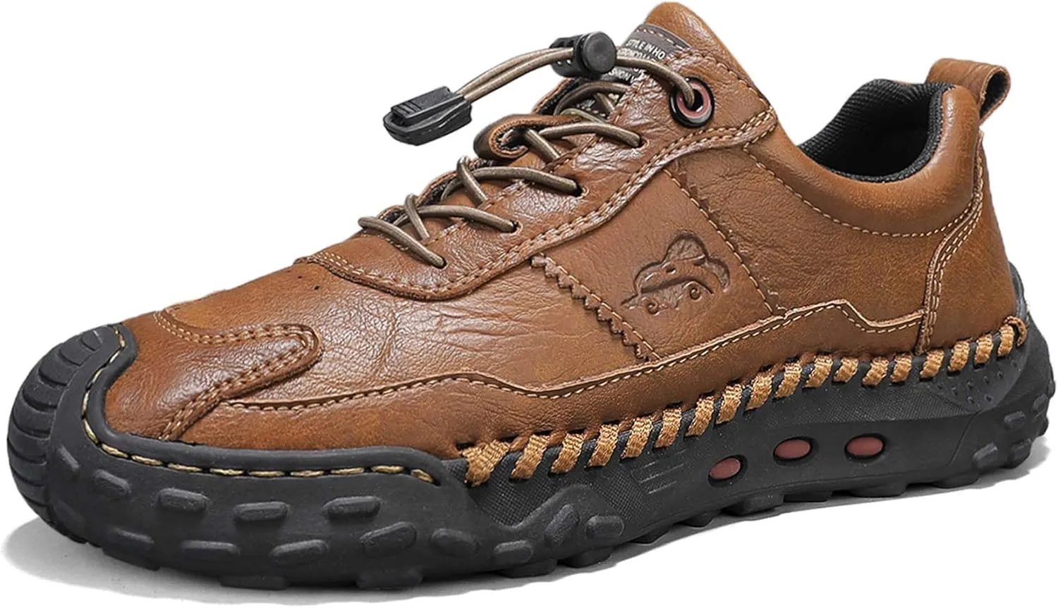 Men's Premium Cowhide Walking Shoes, Easy Lacing, Casual Sneakers, Flat Driving Shoes, Hand Sewn, Mesh Lining, All Seasons.