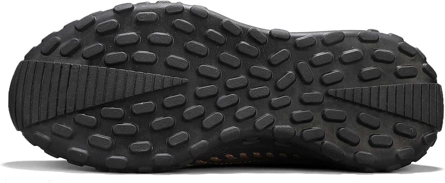 Men's Premium Cowhide Walking Shoes, Easy Lacing, Casual Sneakers, Flat Driving Shoes, Hand Sewn, Mesh Lining, All Seasons.