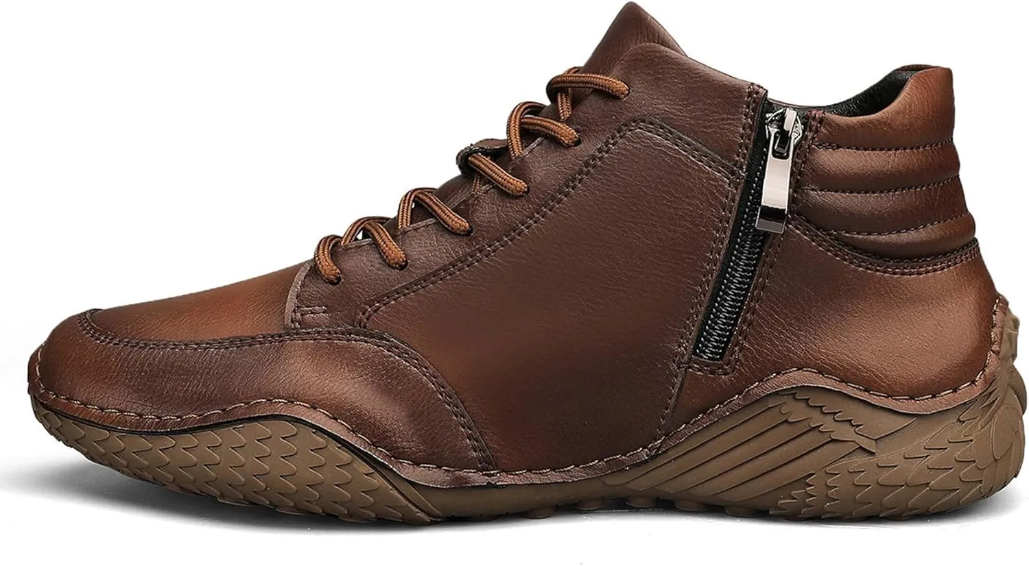 Mens Premium Fashion Cowhide Leather Casual Sneakers,Men's Hiking Shoes,Men's Outdoor Mid-top Casual Shoes,Non-Slip and Wear-Resistant,Suitable for All Seasons