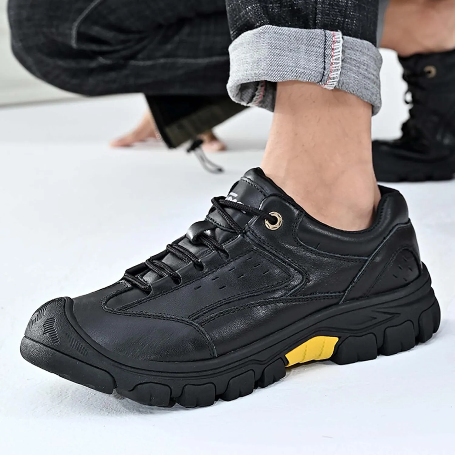 Men's Premium Genuine Cowhide Leather Sneakers, Fashion Leather Casual Walking Shoes, Driving Shoes, Mesh Lining, Comfortable, Soft, Non-Slip, Durable, Suitable for All Seasons.