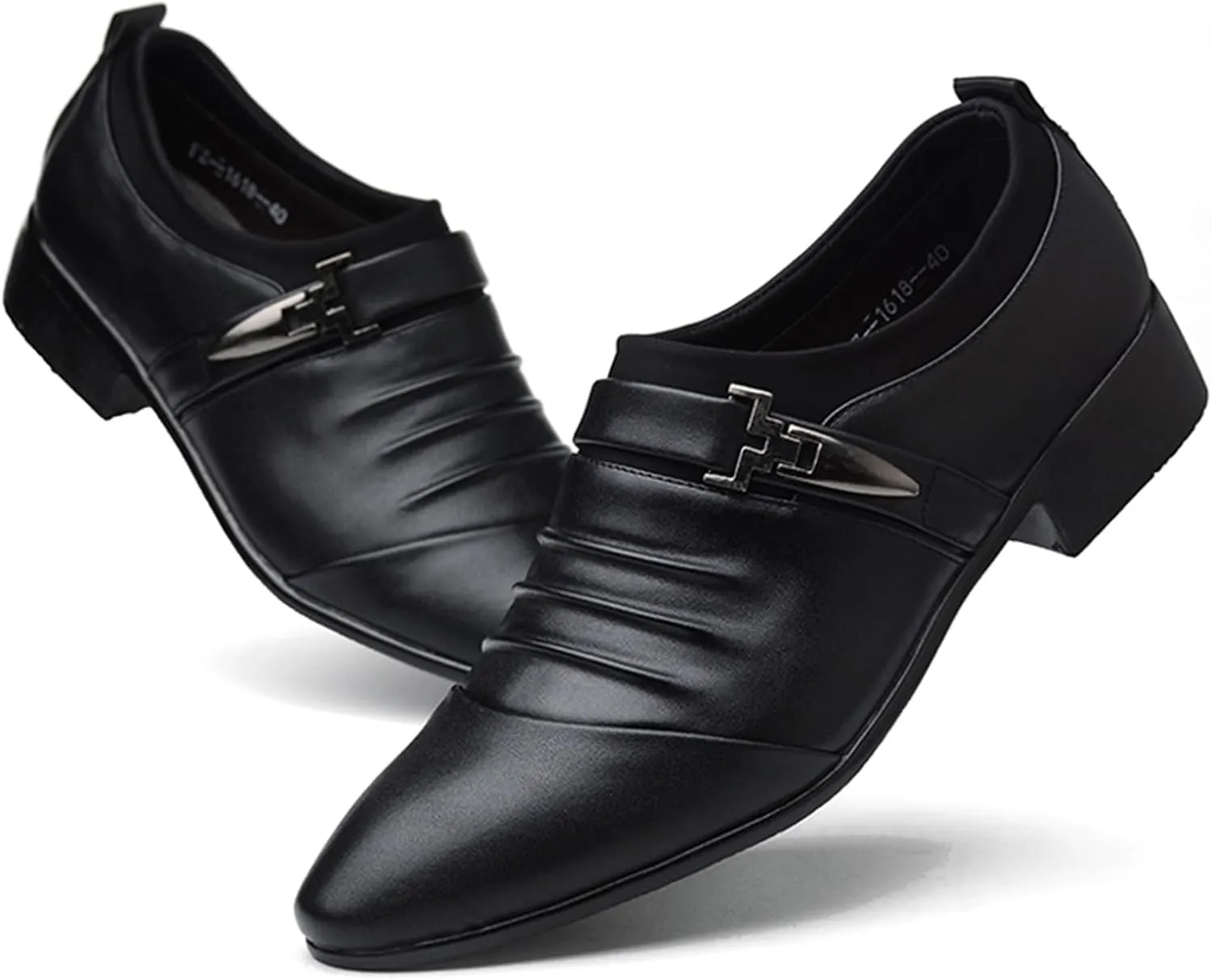 Men's Strap Buckle Slip-on Dress Loafers Shoes Formal Tuxedo Leather Shoes for Male Business Work Office