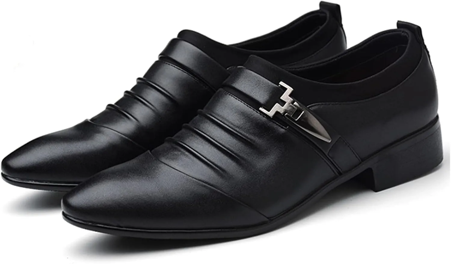 Men's Strap Buckle Slip-on Dress Loafers Shoes Formal Tuxedo Leather Shoes for Male Business Work Office
