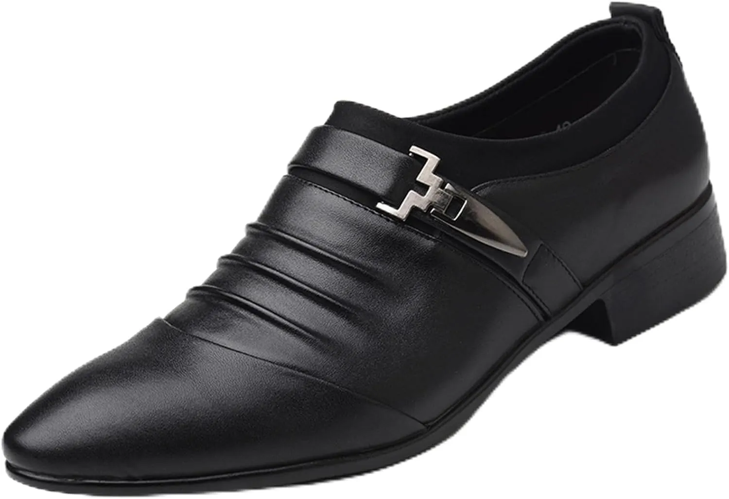Men's Strap Buckle Slip-on Dress Loafers Shoes Formal Tuxedo Leather Shoes for Male Business Work Office