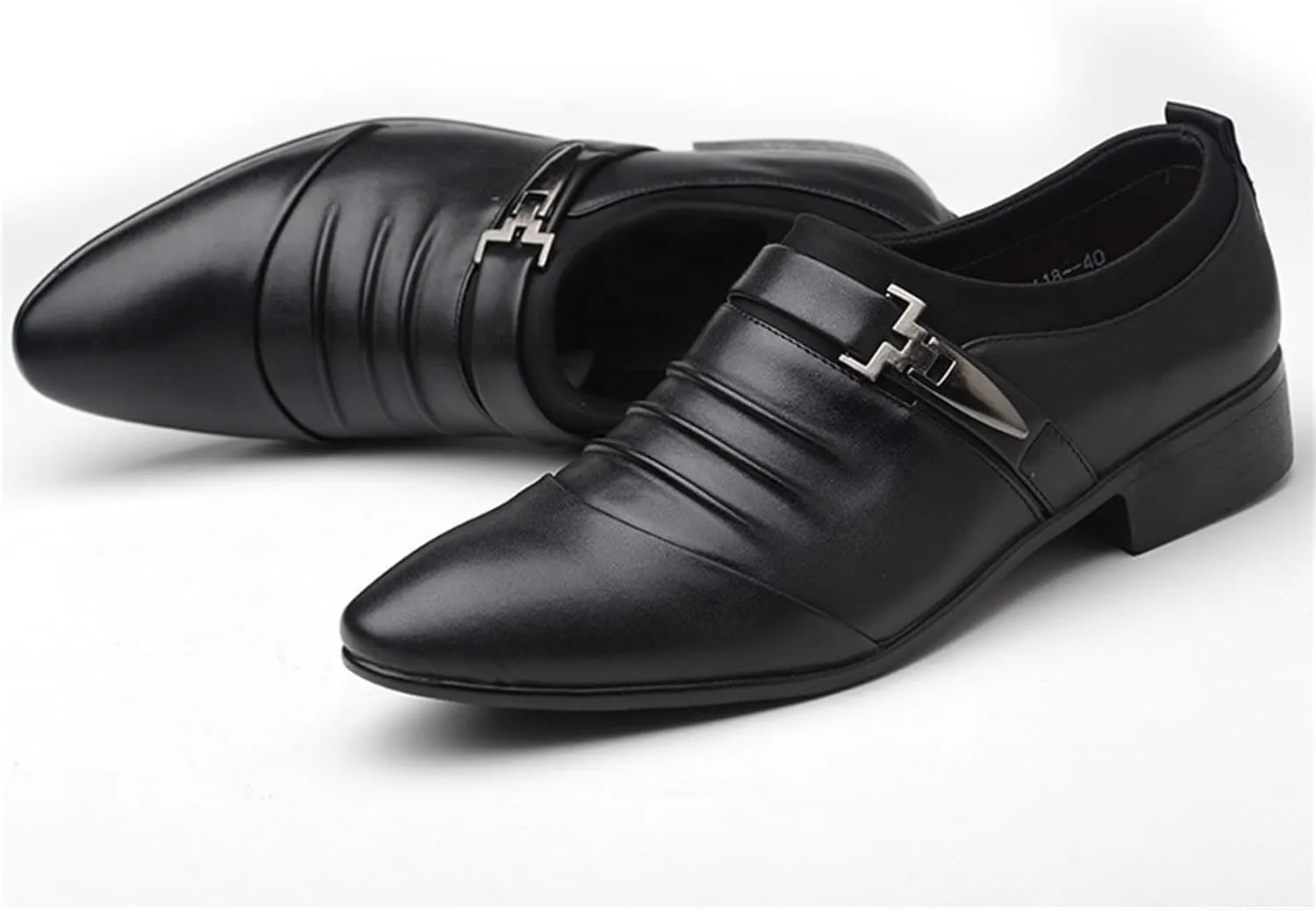 Men's Strap Buckle Slip-on Dress Loafers Shoes Formal Tuxedo Leather Shoes for Male Business Work Office