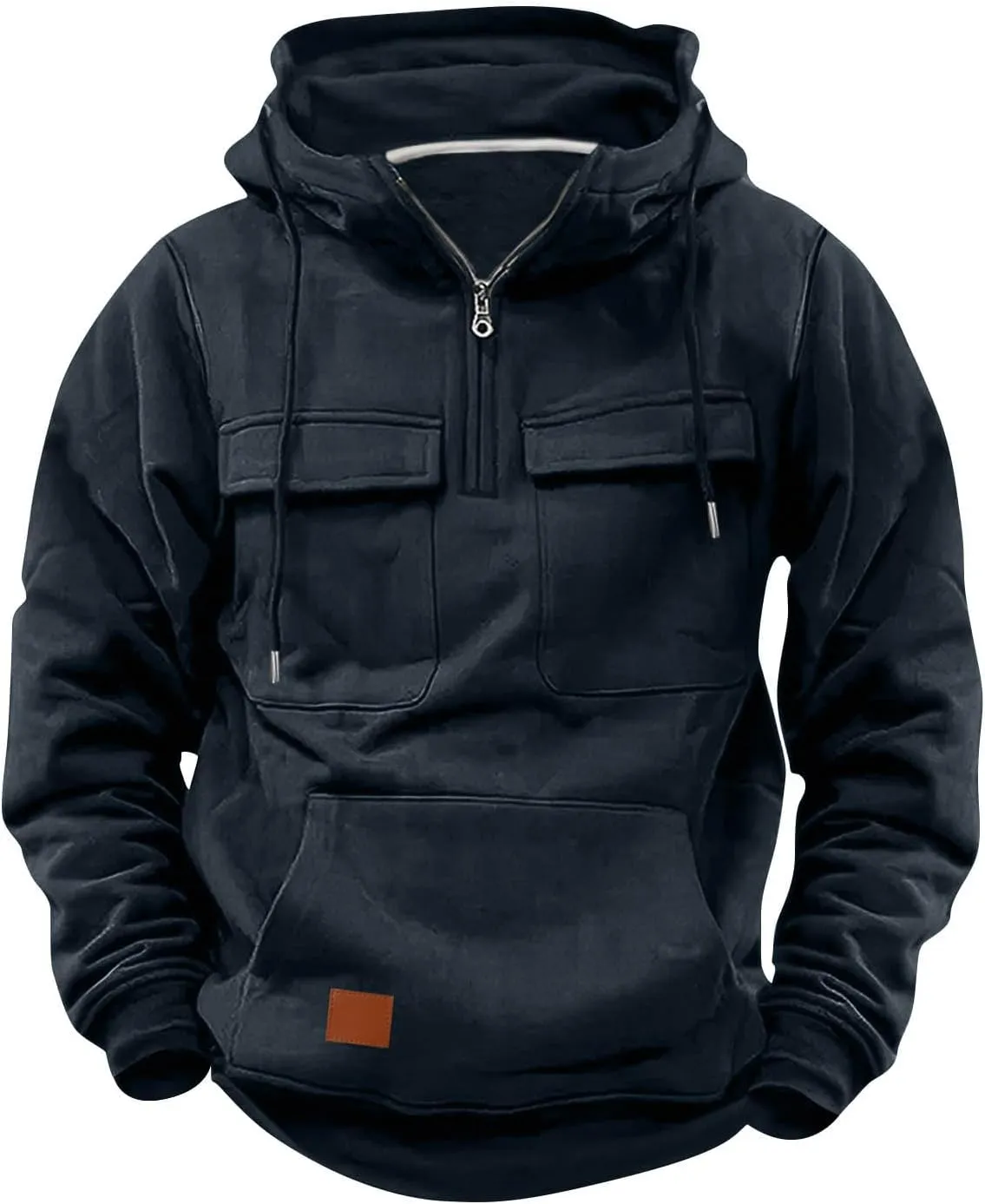 Mens Zip Up Hoodie Lightweight Multi Pockets Cargo Sweatshirt Outdoor Fashion Sport Long Sleeve Casual Pullover Shirt