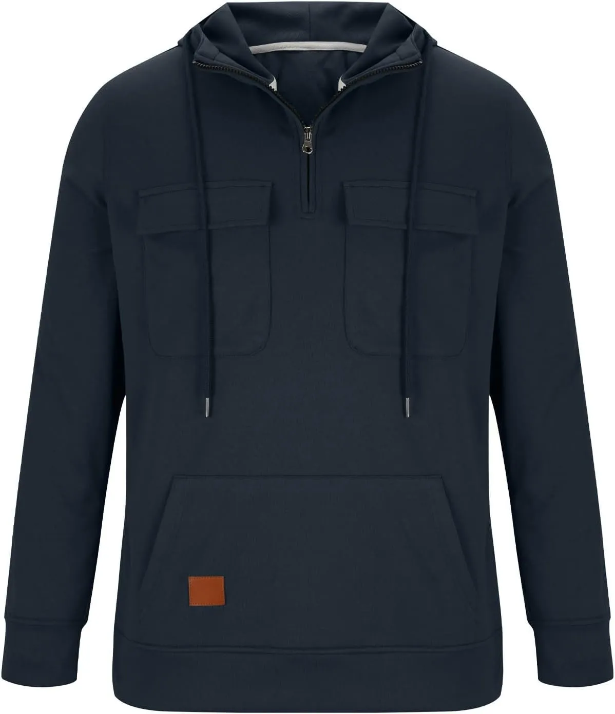 Mens Zip Up Hoodie Lightweight Multi Pockets Cargo Sweatshirt Outdoor Fashion Sport Long Sleeve Casual Pullover Shirt
