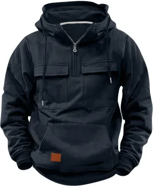 Mens Zip Up Hoodie Lightweight Multi Pockets Cargo Sweatshirt Outdoor Fashion Sport Long Sleeve Casual Pullover Shirt